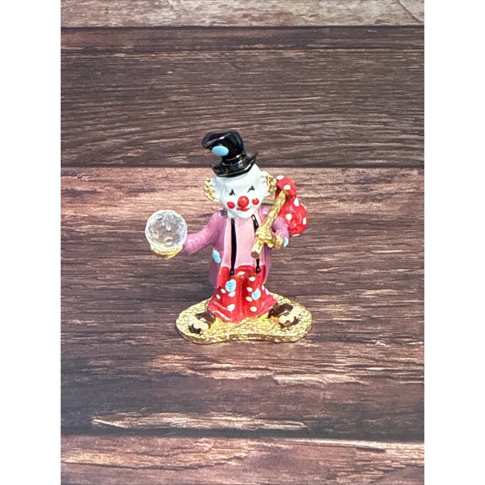 Spoontiques Clown Gold Plated Pewter Figurine Swarovski Crystal Hobo Tramp KM439
